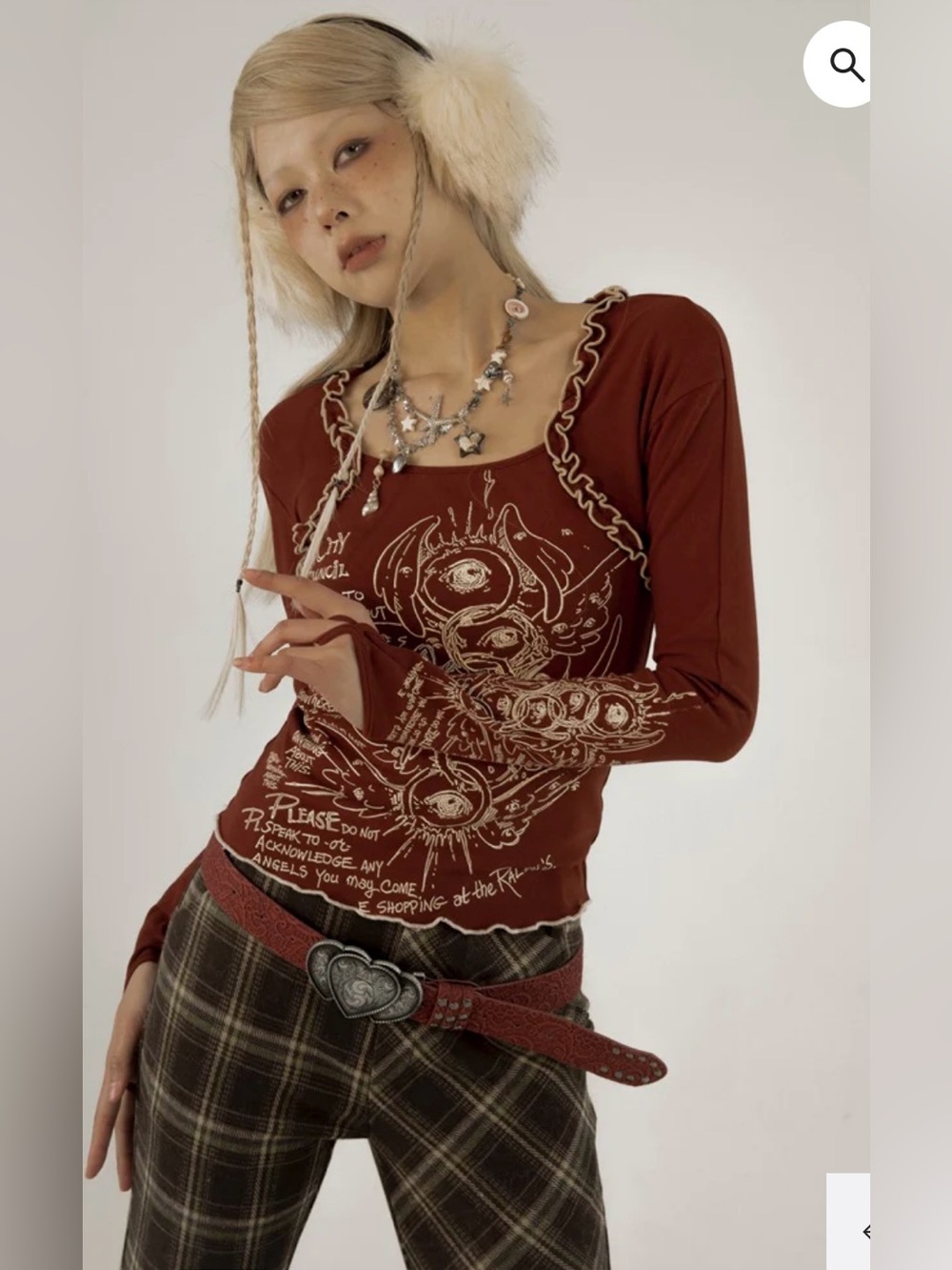 Arcana Knitted Print Graphic Long Sleeve Top